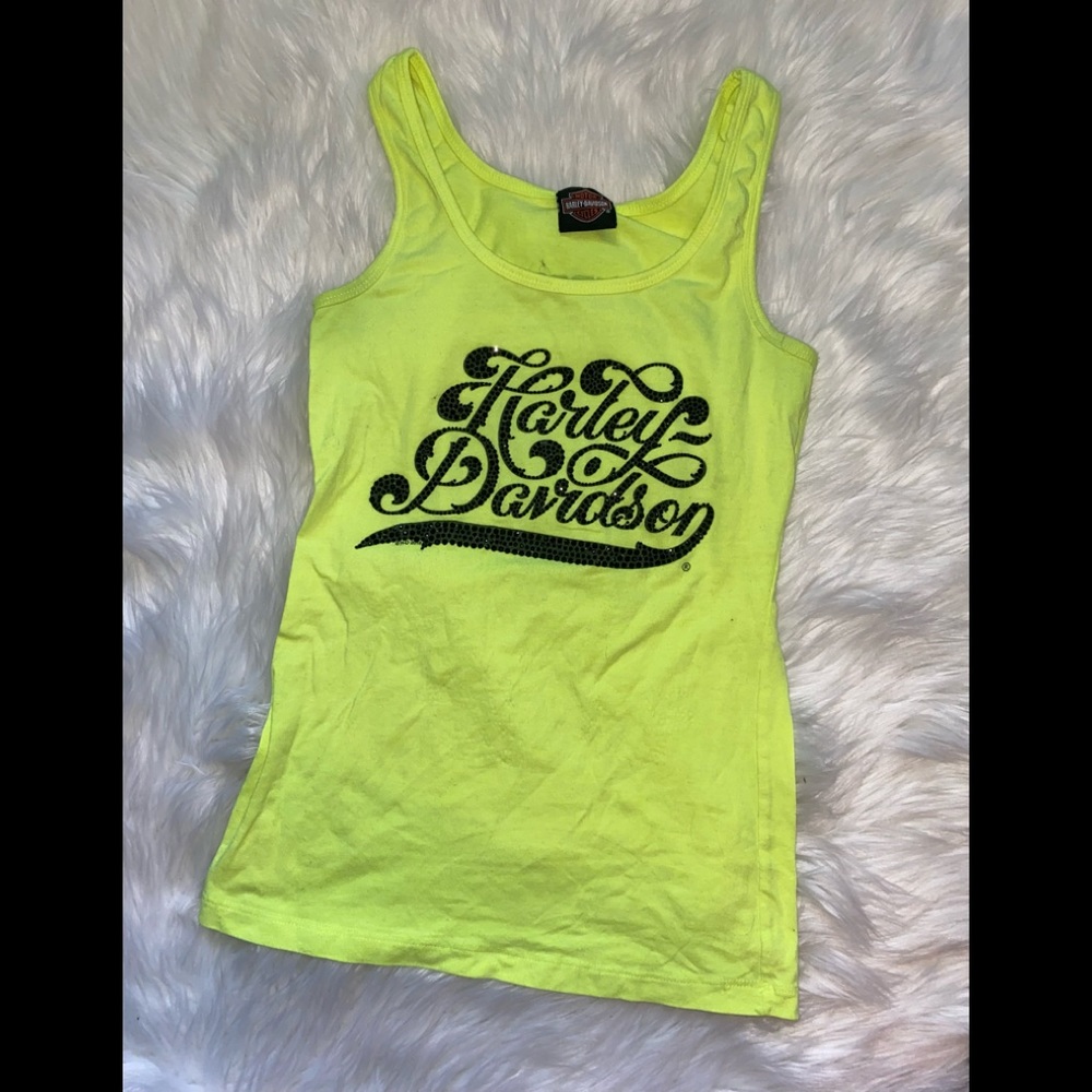 Harley Davidson ladies high visibility bright lime tank top- Small